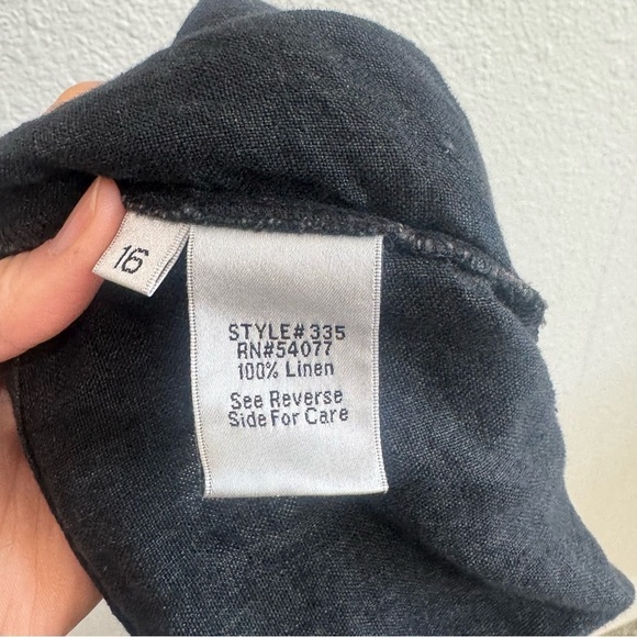 CABI Womens Size 16 Plus Black 100% Linen Wide Leg Pants Back Zip Minimalist - Picture 4 of 7